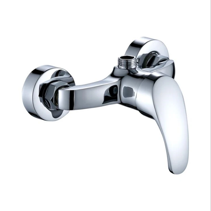 Chrome Polished Wall Mounted Bathroom Faucet Mixer Tap Bath Tub Valve Shower Faucets Single Handle Cold And Hot Water