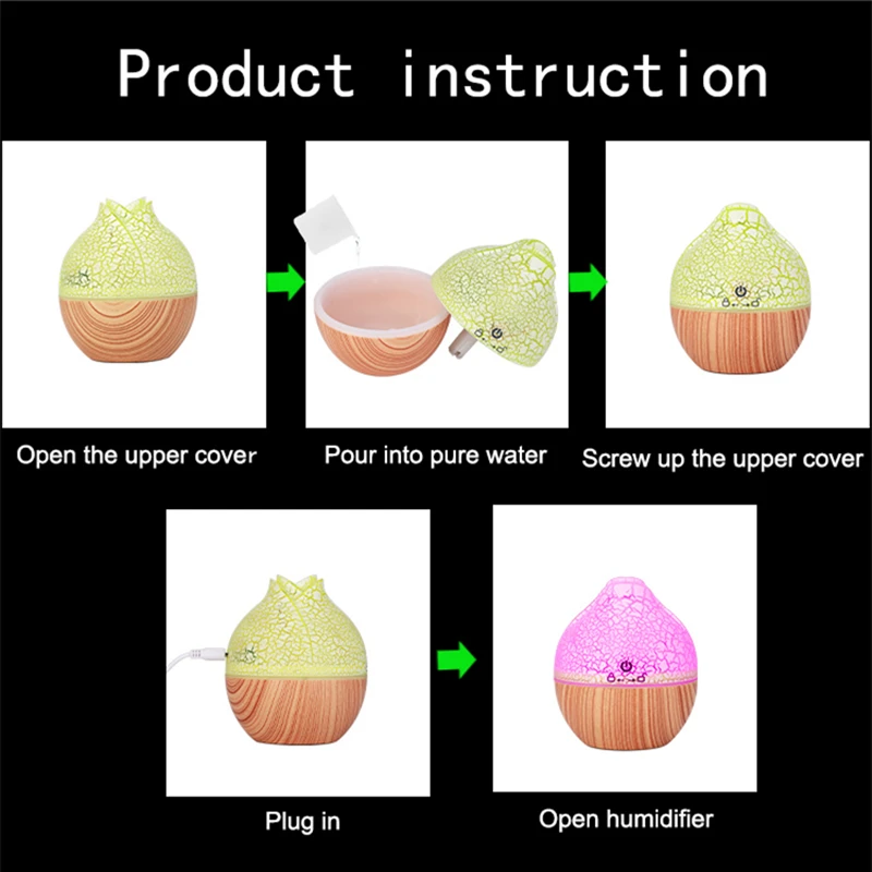 

Air Humidifier Mini USB Ultrasonic Humidifier Wood Grain 7 Color LED Light Essential Oil Diffuser 130ml Car Humidifier
