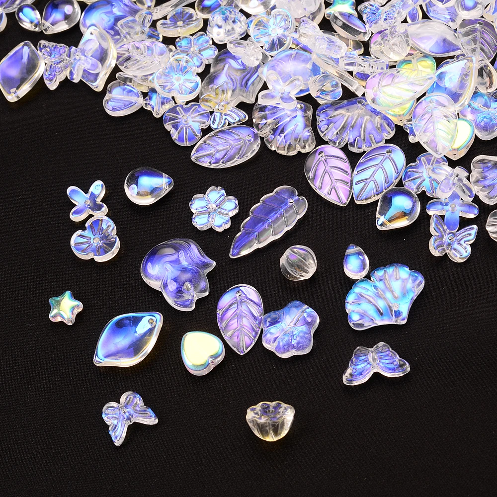 Прозрачные стеклянные бусины-разделители с листьями и цветами для изготовления