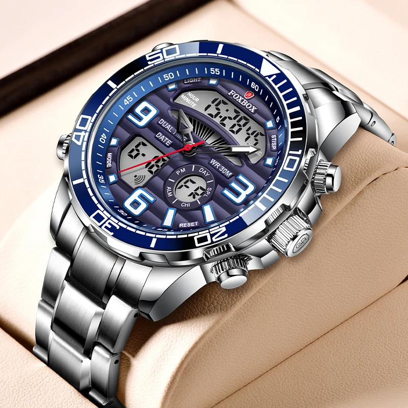 2021 LIGE бренд Foxbox Цифровые мужские часы Лучшие Роскошные Спортивные кварцевые