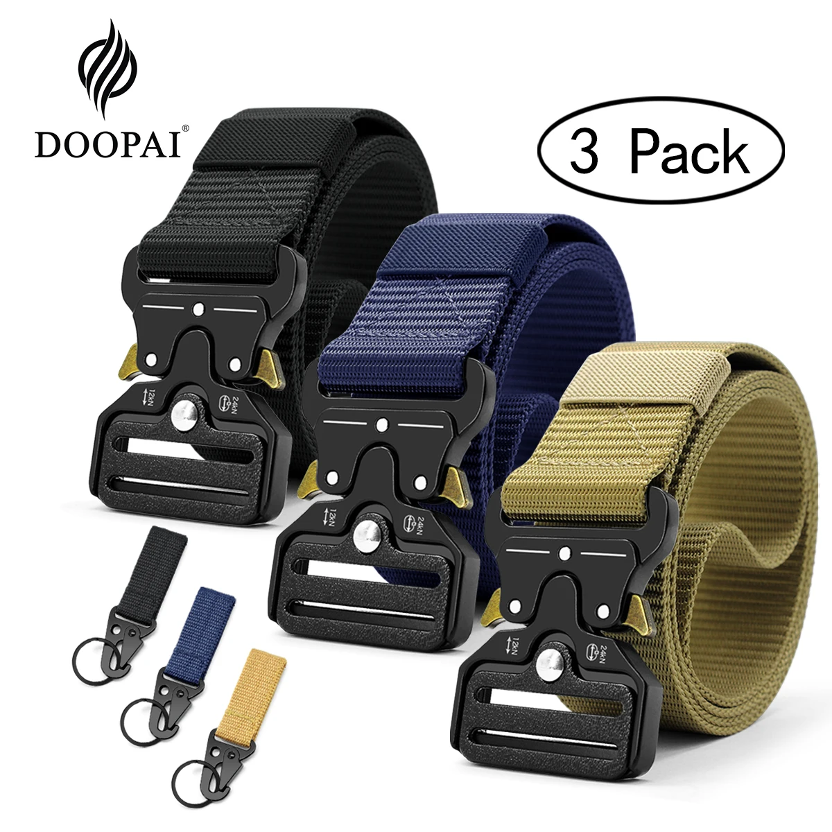 DOOPAI Tactical Army Men's Belt Military Nylon Outdoor Police Heavy Duty Training Hunting Combat Belt For Men 125/135CM/Wide 3.8