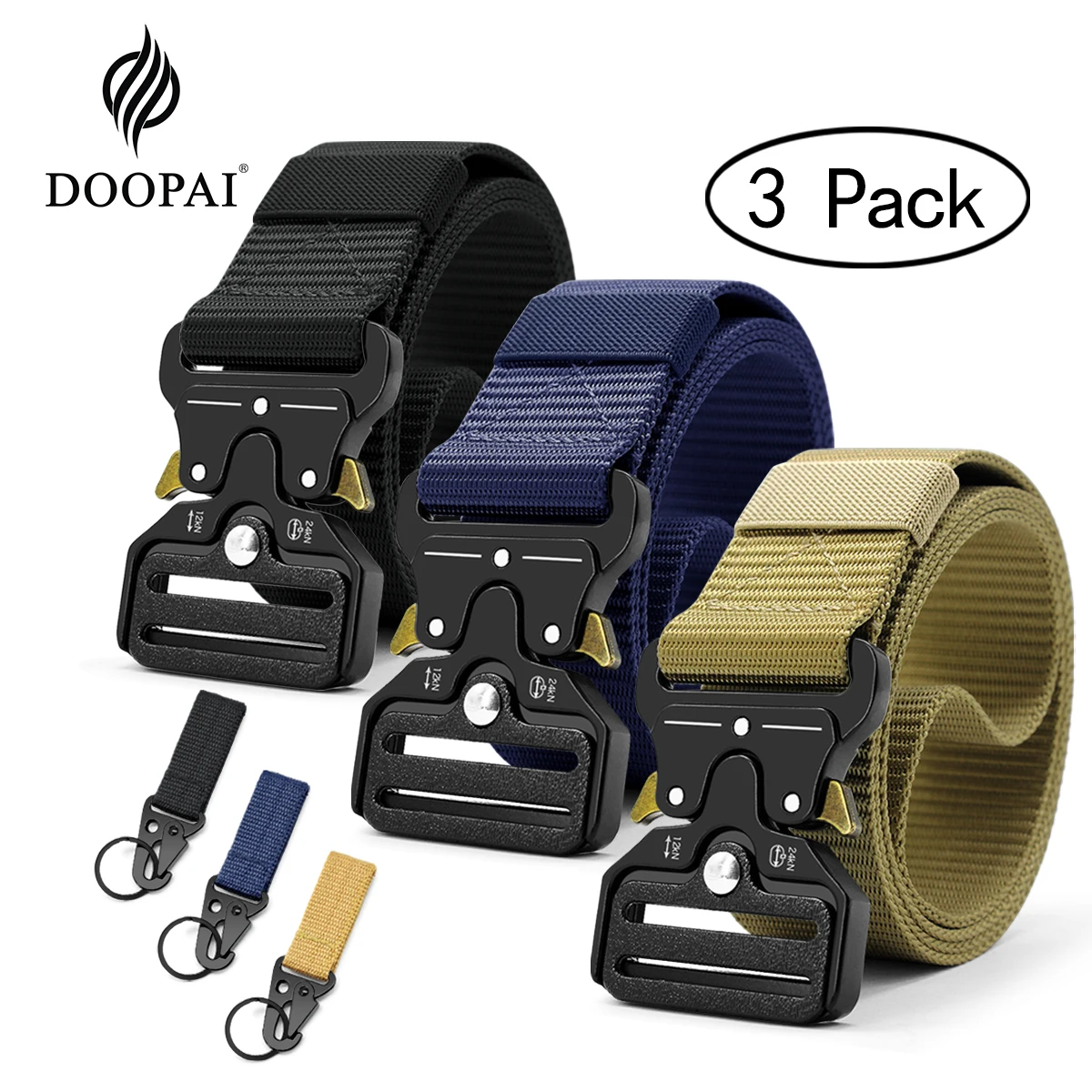 

DOOPAI Tactical Army Men's Belt Military Nylon Outdoor Police Heavy Duty Training Hunting Combat Belt For Men 125/135CM/Wide 3.8