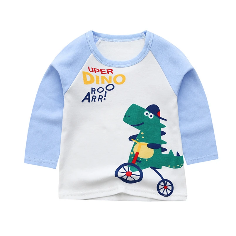 

2021 Spring Cartoon T-shirts for Kids Children Dragon Print Korean Tops Tee Teen Girls Clothing Autumn Fall Full Sleeve T Shirt