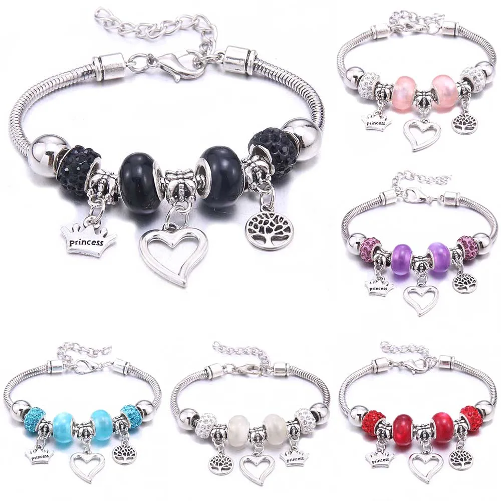 

Charm Bracelet & Bangles 6-color Tree of Life crystal glass beads Brand Bracelets For Women Fashion Jewelry Girl Friendship Gift