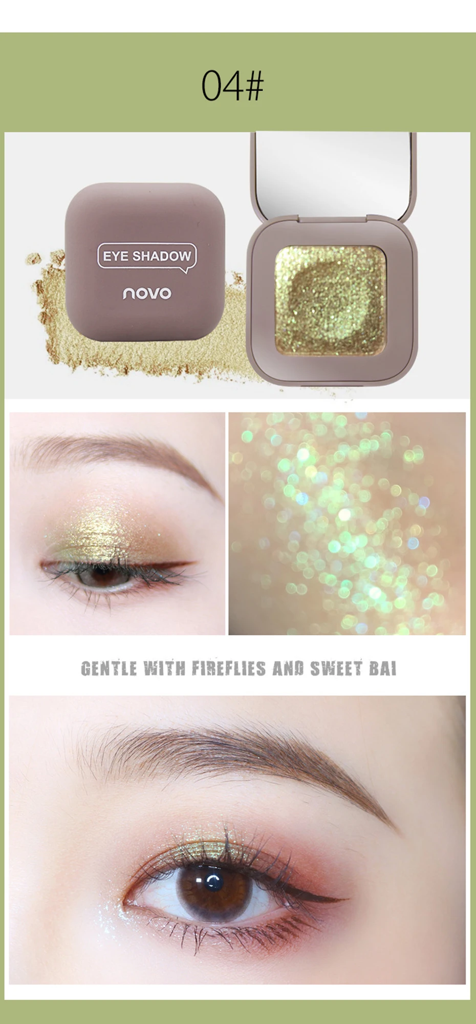 Novo Shimmer Блеск Тени для век Палитра поляризационный блеск макияж одиночные тени для век сверкающий пигмент «duochrome» Пудра Косметика