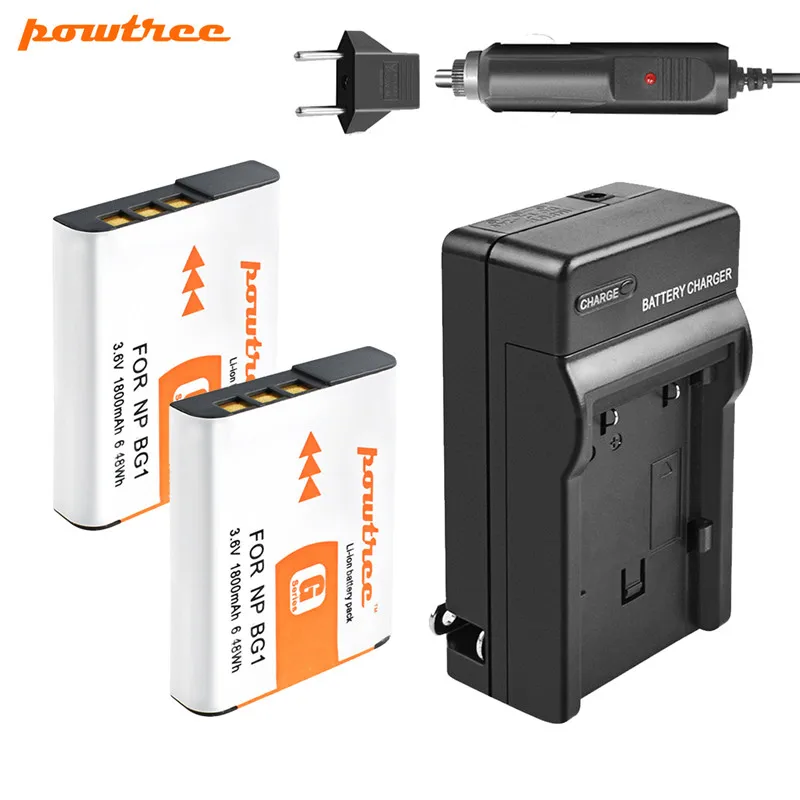 2 Battery Charger POWTREE 3,6 V 1800 мА/ч, NP-BG1 NP BG1 NPBG1 батарея+ Зарядное устройство Перезаряжаемые Камера Batteria для sony детали sony Cyber-shot DSC-H3 DSC-H7 DSC-H9 - Цвет: 2 Battery Charger