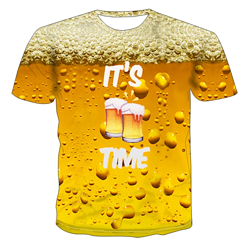 

Beer pattern 3D print T-shirt men oversized summer fashion new O-neck short-sleeved t shirt cool breathable lightweight t shirts