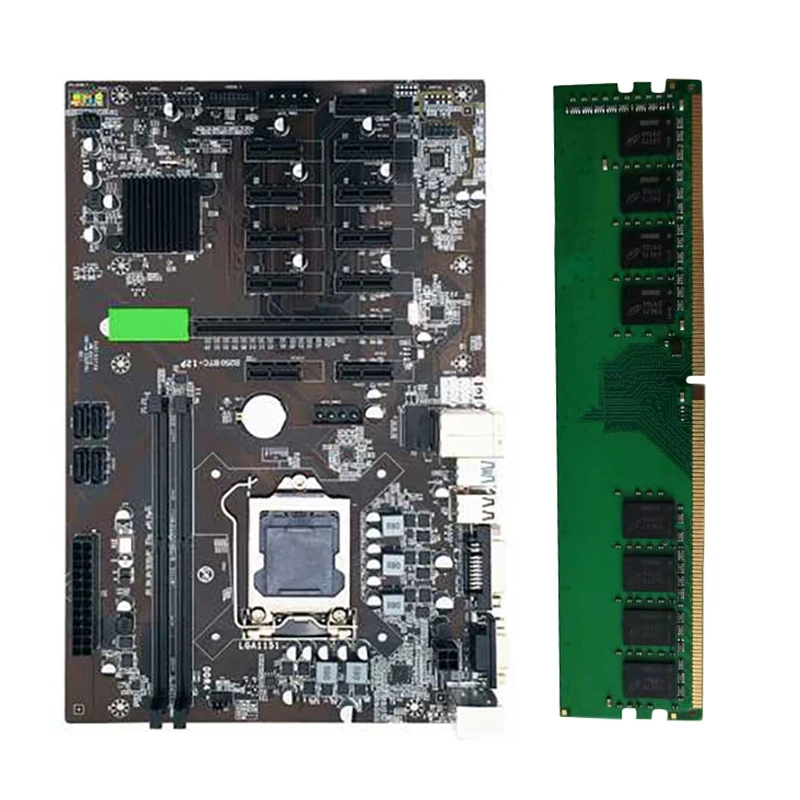 

B250 BTC Mining Machine Motherboard 12XPCI-E Graphics Card Slot LGA 1151 CPU SATA3.0 Motherboard with 8G DDR4 Memory