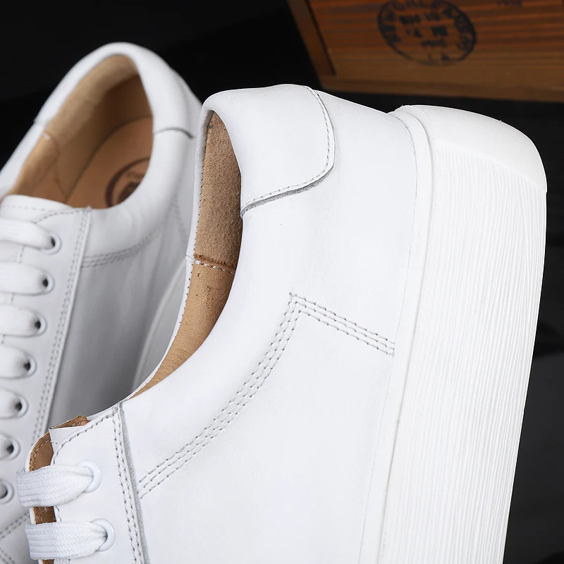 Кожаные дышащие мужские туфли Joker на плоской подошве в Корейском стиле Прошитые