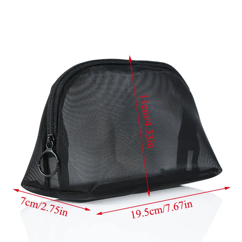 

1Pcs Mesh Black Makeup Cosmetic Bag Women Travel Toiletry Bag Travel Organizer Washing bag Portable Beauty Case Pouch Wholesale