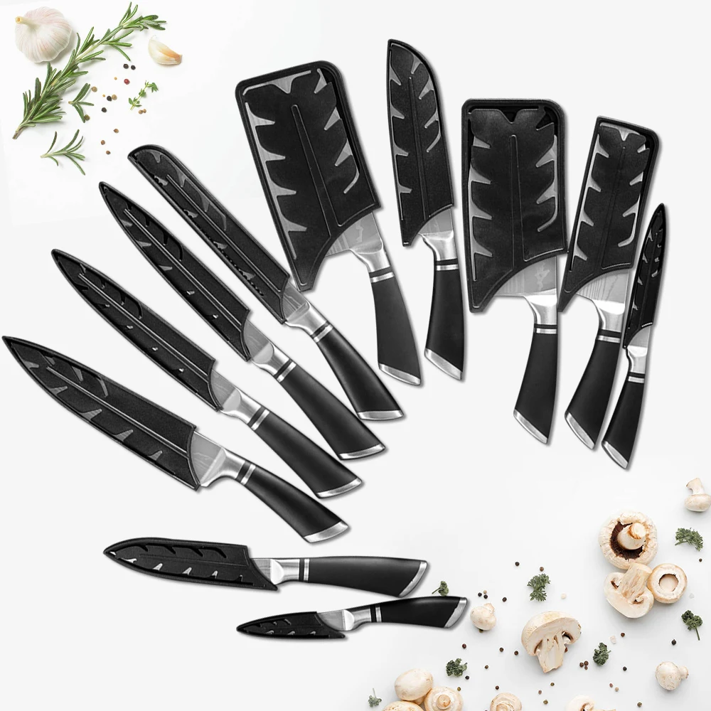 

Qing 12Pcs Stainless Steel Kitchen Knives Set Chopping Santoku Utility Knife 3Cr13mov Chef Knives Set Super Sharp Cooking Tools
