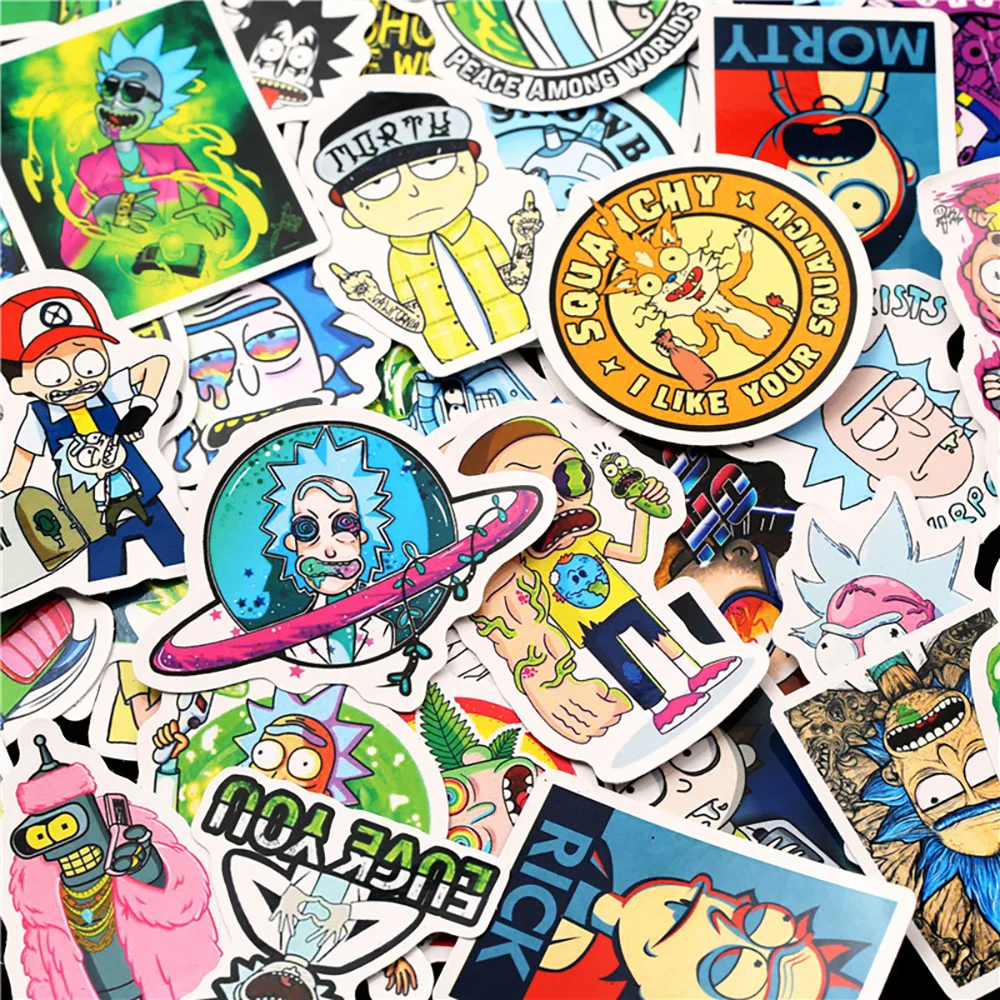 Милые граффити Рик и Морти наклейки чемодан ноутбук скейтборд творческие ПВХ
