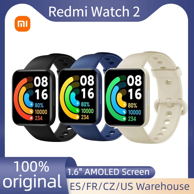 

Смарт-часы Redmi Watch 2, 1,6 дюйма, AMOLED-экран, Bluetooth 5,0, фитнес-трекер, монитор сердечного ритма, уровня кислорода в крови/GPS