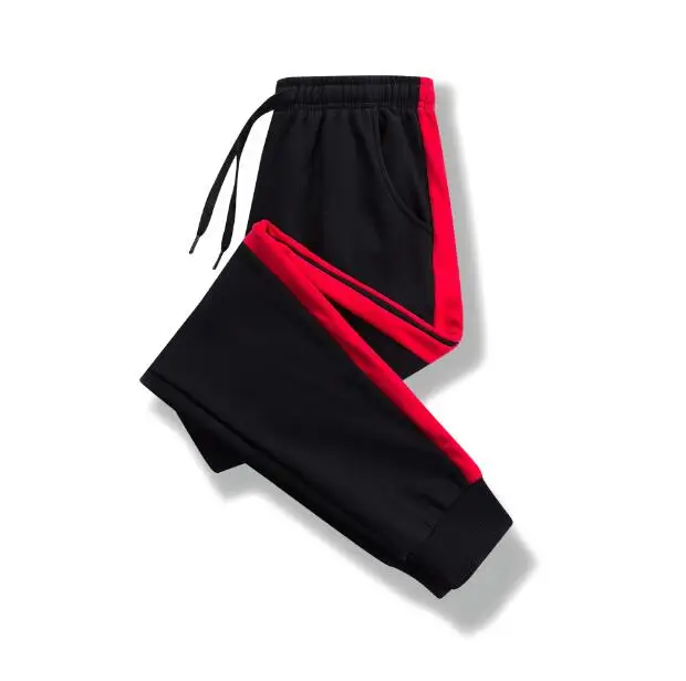 Thick Fleece Jogger Mens Pants Cotton Trousers Male Winter Warm Velvet Sweatpants Tracksuit Joggers Autumn Winter M-4XL - Цвет: red striped