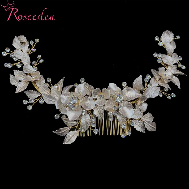 Новые Свадебные Длинные гребни для волос из розового золота ручной работы с