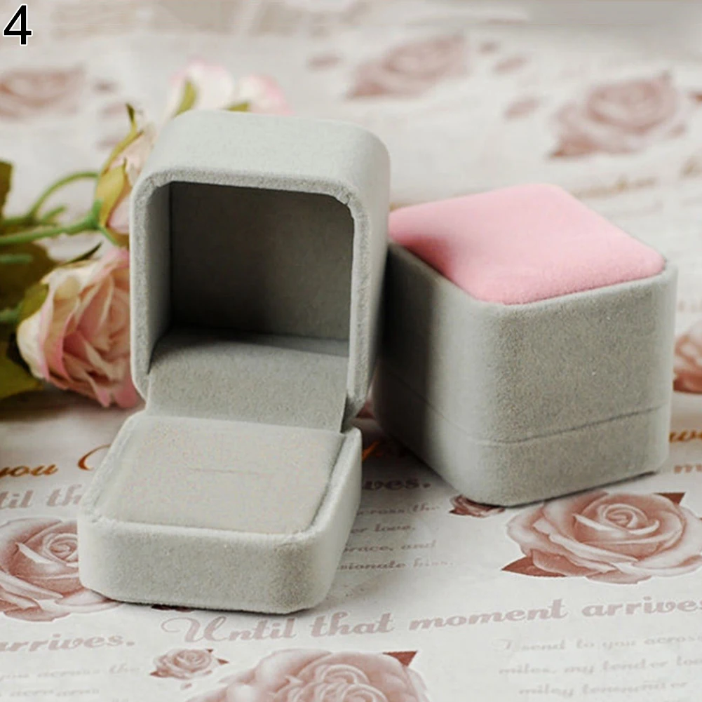 

Jewelry Earring Ring Display Storage Organizer Square Lid Open Box Case Gift