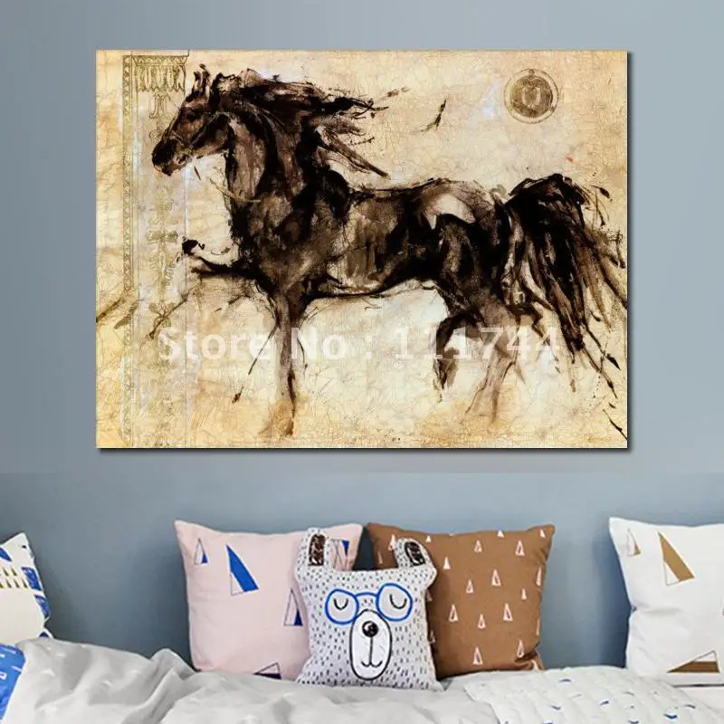 Картина маслом Lepa Zena horse современное искусство абстрактная черная коричневая