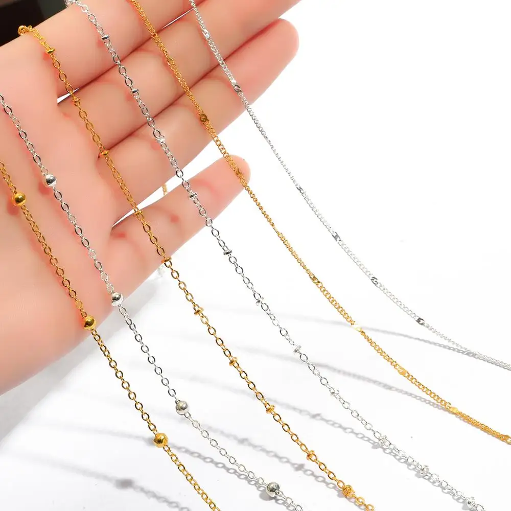 

Hot Sale 1m 5m/bag Iron Chain Clip 2/4mm Bead Chains Width 2mm for DIY Bracelet Necklace Jewelry Findings Making