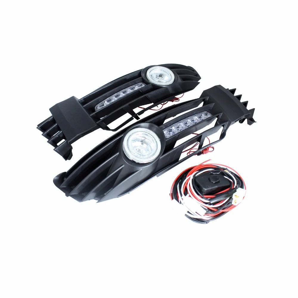For Volkswagen VW Passat 2001-2005 LED Car Bumper Grille Wiring Harness Daytime Running Light Fog Lamp Angel Eyes Bulb