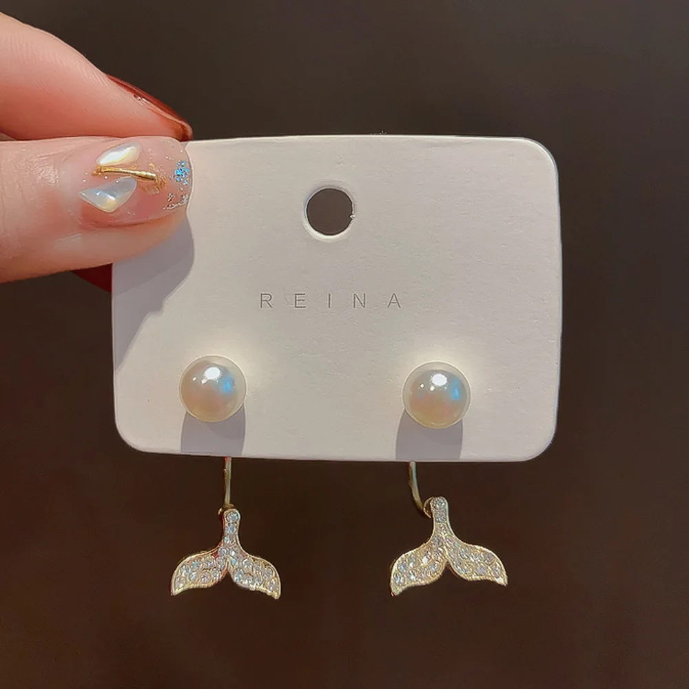 

New Zircon Flower Petal Dangle Earrings for Women Summer Holiday Sweet Pearl Pendientes Statement Round Earrings Jewelry Gifts