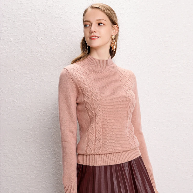 Женский вязаный кашемировый свитер с высоким воротом ALKMENE теплый мягкий