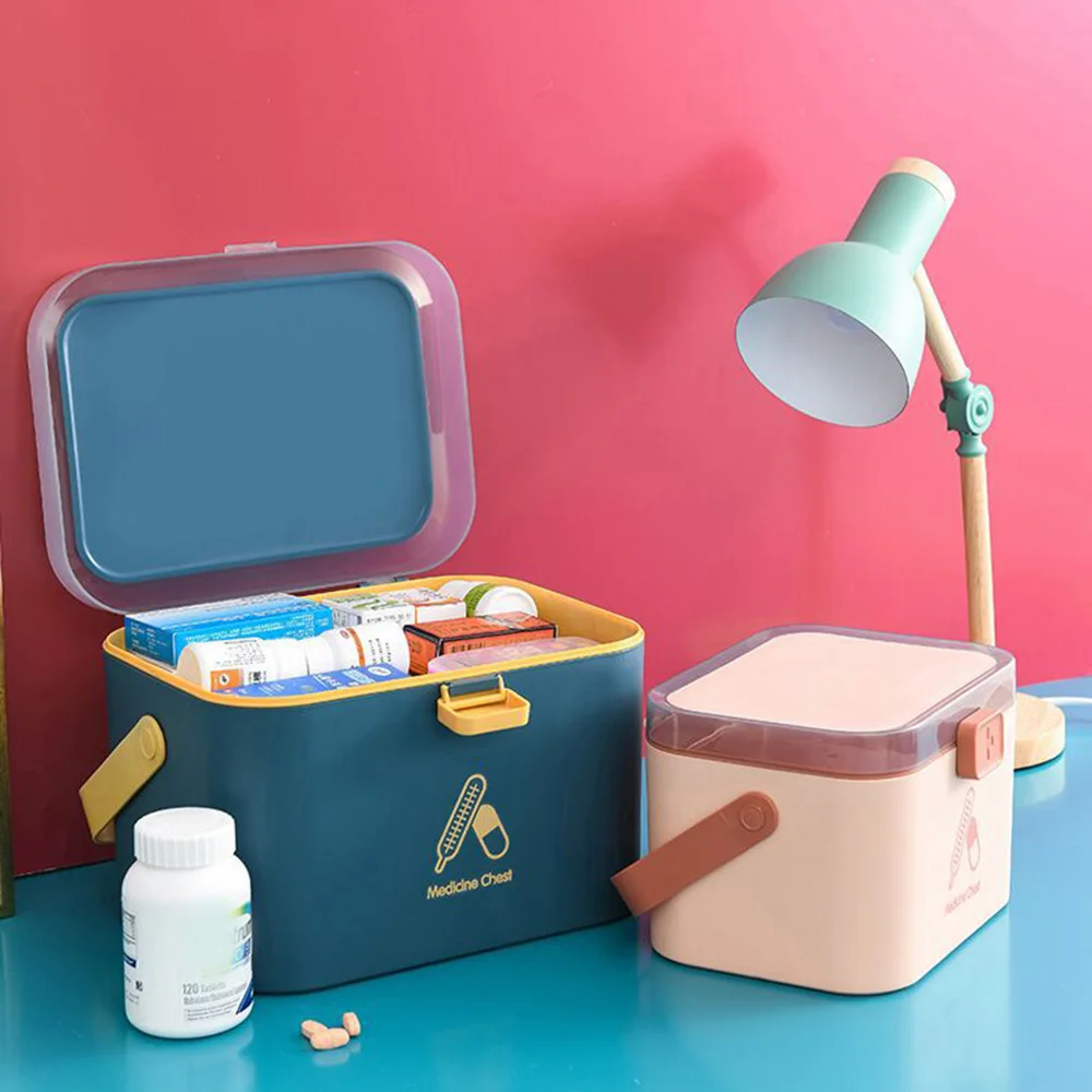 

Home Care Medicine Cabinet Plastic Storage Boxes Fashion Color Portable Containers Rectangular Storage Bins