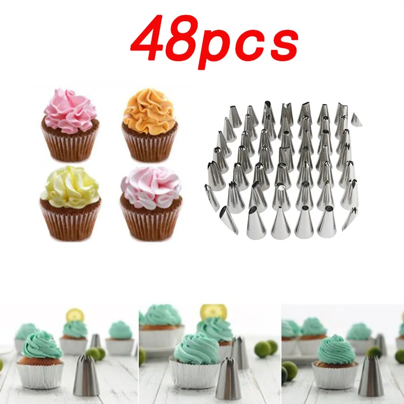 

48 head stainless steel cake set with cream nozzle baking tool set