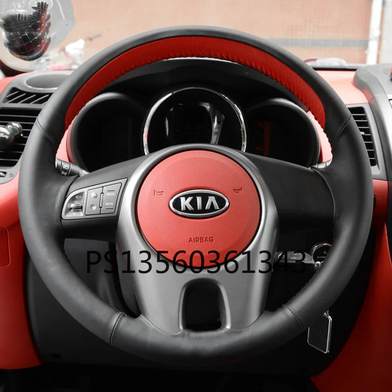 

DIY hand-sewn steering wheel cover fit for Kia package Cachet Optima Seltos Sportage KX7 cerato sportage leather grip cover