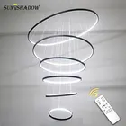 Потолочная люстра, светодиодная с 6 кольцами, для гостиной, столовой, кухни, спальни
