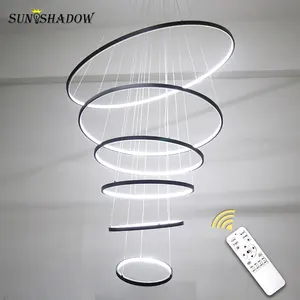 Потолочная люстра, светодиодная с 6 кольцами, для гостиной, столовой, кухни, спальни