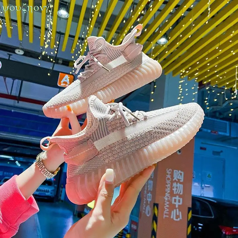 

2021 summer new female leisure sports shoes coconut shoe lovers with breathable mesh woven running shoes