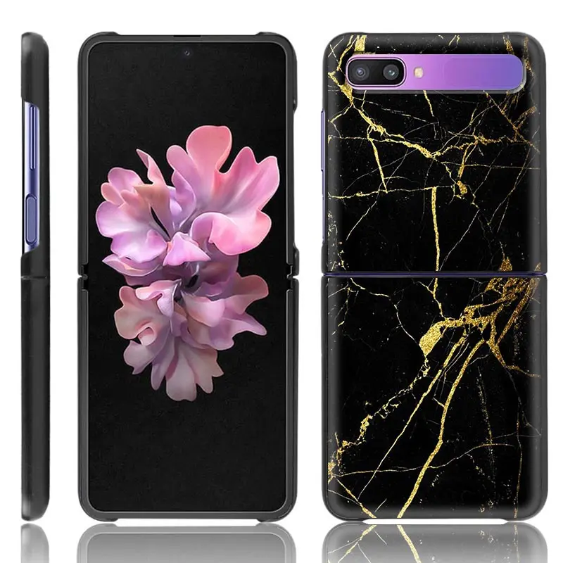 phone case for samsung galaxy z flip 3 cover for zflip 5g cover black hard shell back capa fundas fashion luxury marblle 6 7 free global shipping