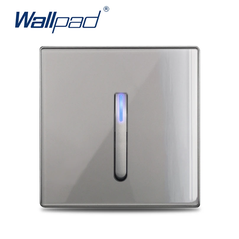 

Wallpad Grey Glass 1 2 3 4 Gang Wall Switch Piano Key Ethernet RJ45 CAT6 HDMI USB Charging Socket Round Corner L6 Range