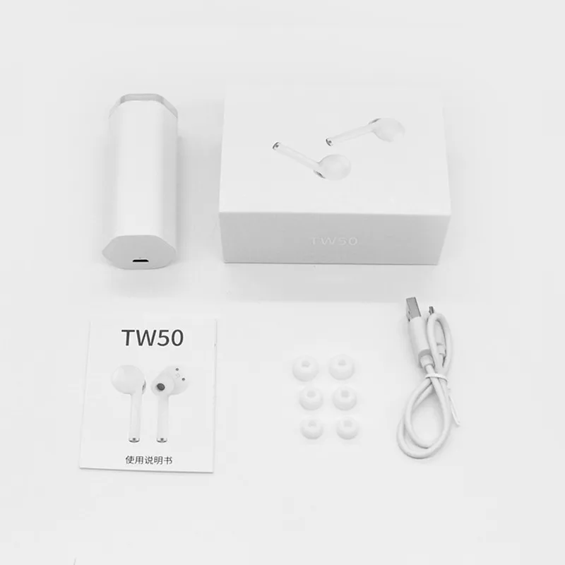 

TW50 TWS Bluetooth Earphones Wireless Earbuds Hands Free Business Earpieces Sport Headset Mini Waterproof Music HIFI
