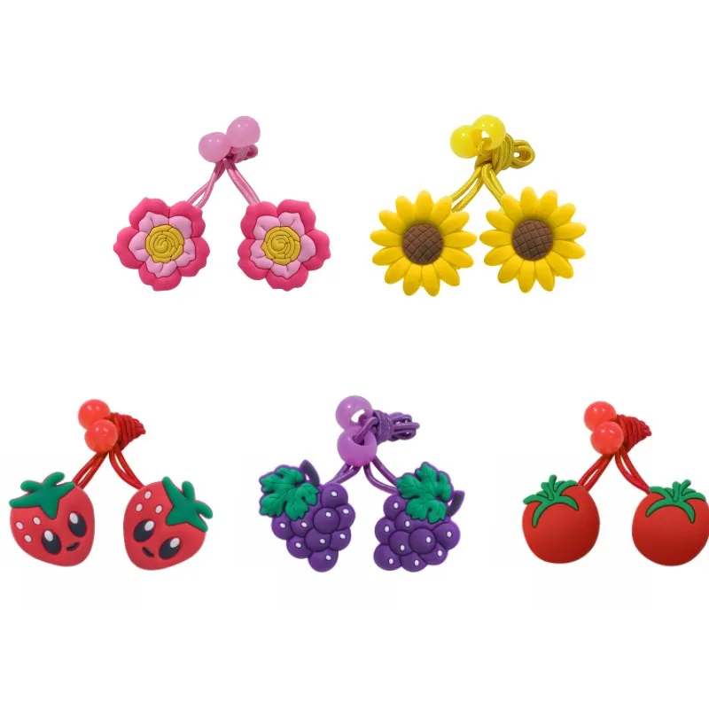 1 пара эластичных резиновых резинок для волос с изображением подсолнуха и