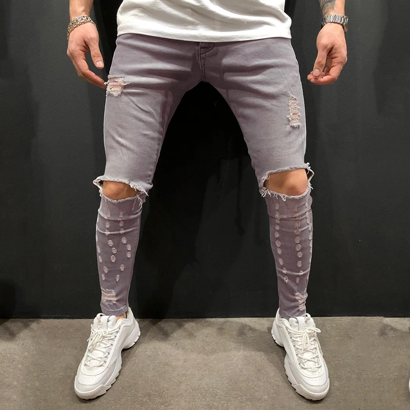 Мужские джинсы европейские размеры мужские серые модные мужская одежда