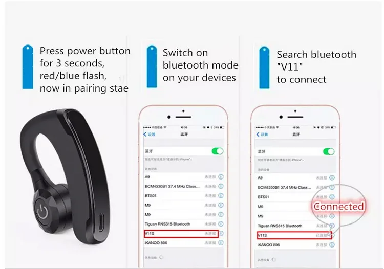 Беспроводные bluetooth-наушники с микрофоном с шумоподавлением Handfree DAONO V11 Bluetooth наушники HD музыкальные наушники