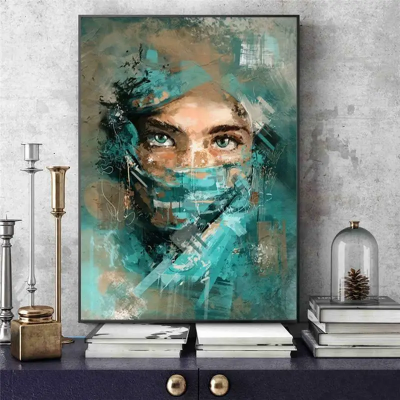 

Abstract Woman Portrait Canvas Wall Art For Living Room Office Decor