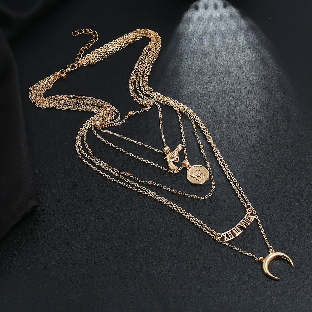 Винтажное многослойное ожерелье-чокер MLING из золотого сплава модное ожерелье с