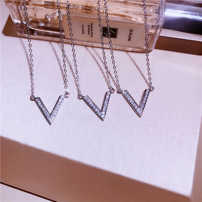 Новинка 2017 модное ожерелье-чокер звеньевая цепь ожерелье с V-образным цирконием