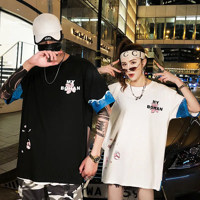 Футболка мужская хип-хоп 2020 уличная одежда японская великая волна Harajuku Crane принт