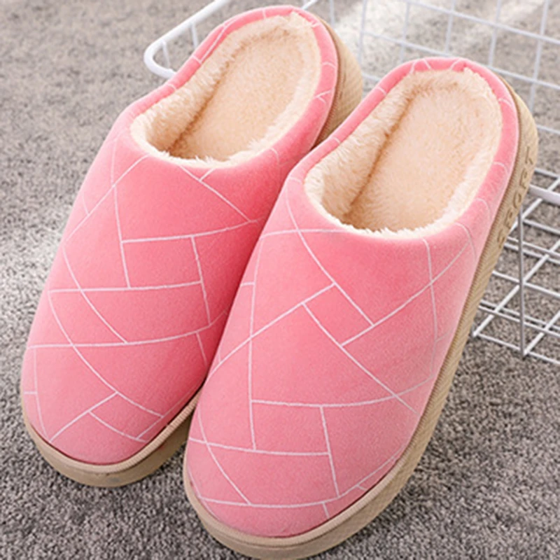 

Winter Slippers Women Warm Plush Home Slippers Anti-slip Soft Lovers Winter Shoes Ladies Slides