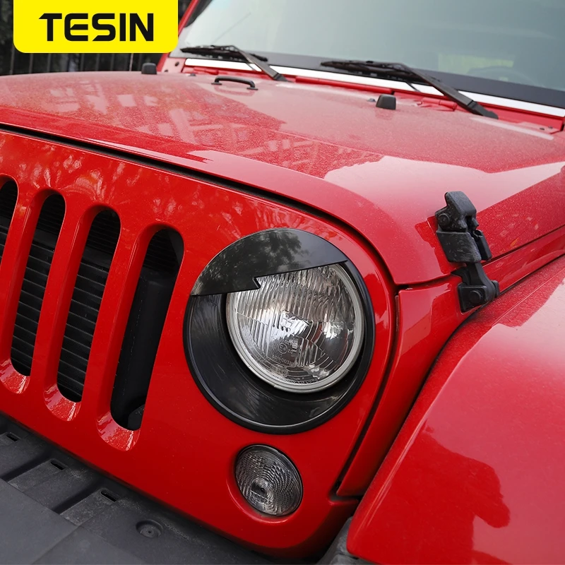 Капоты TESIN для фар Jeep Wrangler JK 2007 + декоративные наклейки на переднюю фару