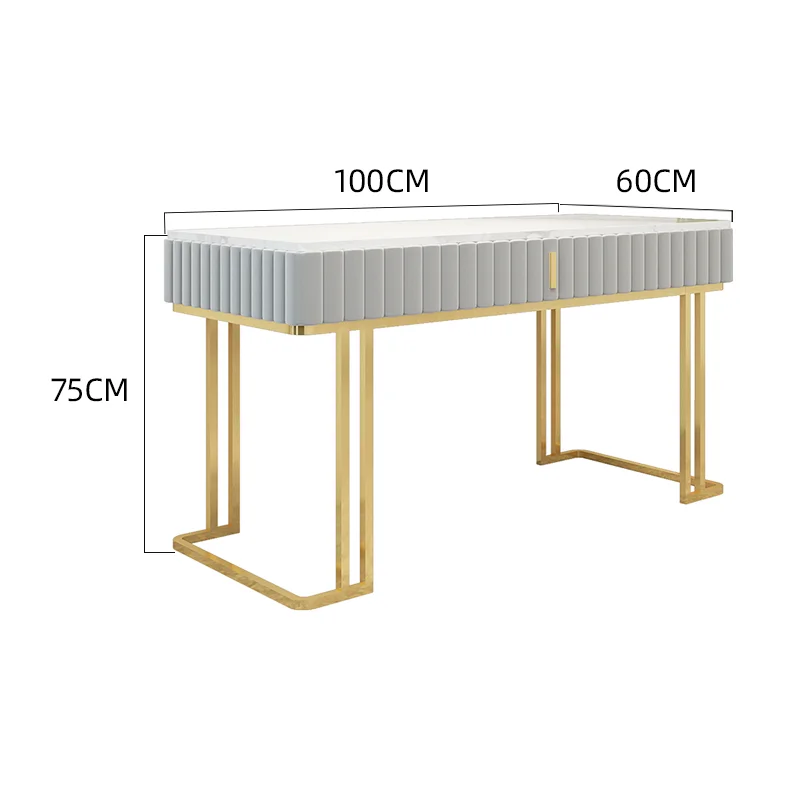 

100cm Nordic Style Manicure Tables Marble Top Simplity Light Luxury Nail Desks Iron Phnom Penh Feet Furnitures Customizable