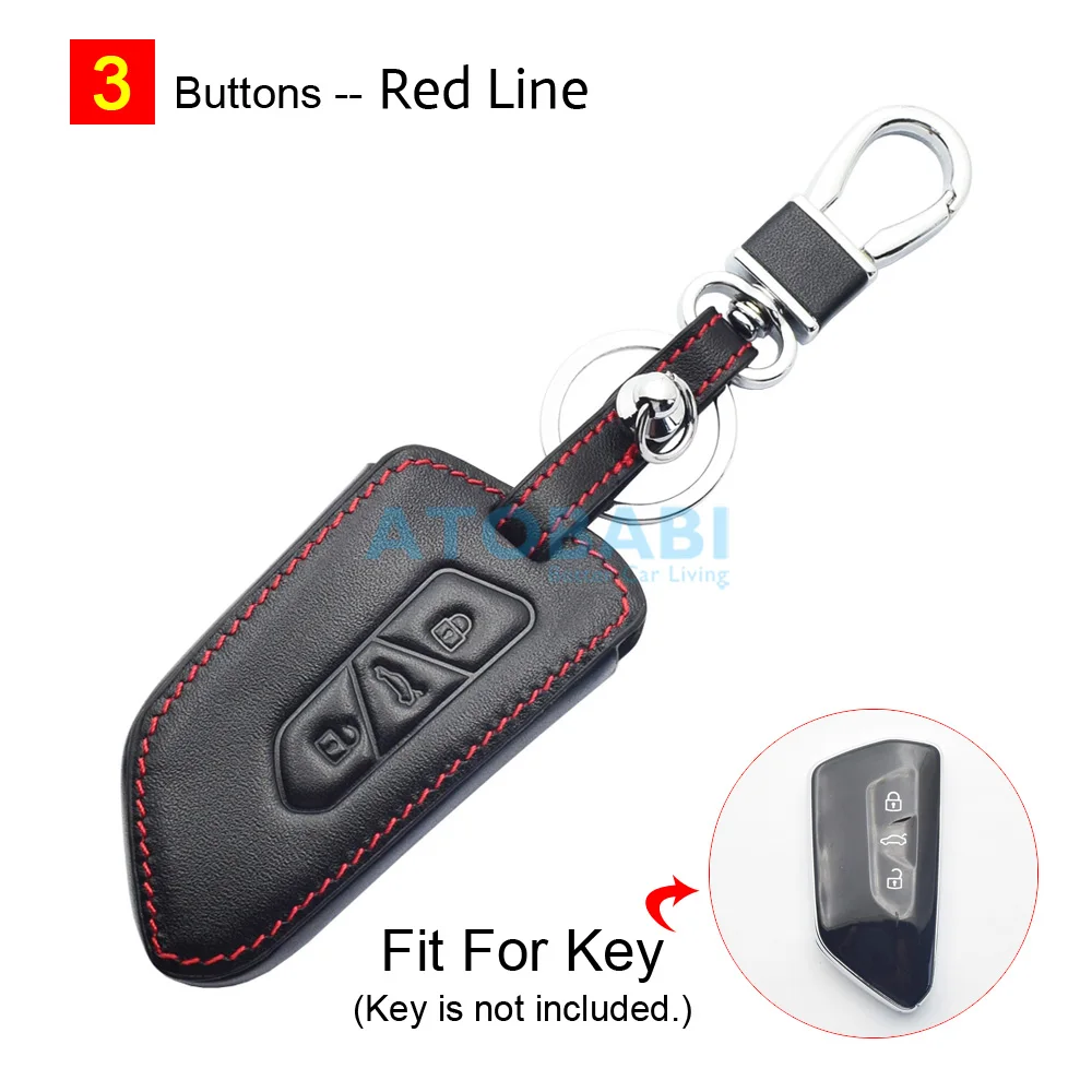 

Кожаный чехол для автомобильных ключей для Volkswagen VW Golf 8 MK8 2020 2021 Skoda Octavia A8 SEAT Leon MK4, умный чехол с 3 кнопками