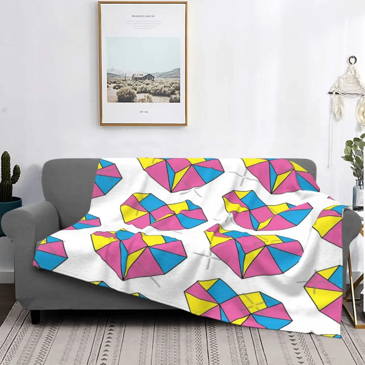

Pansexual-manta térmica de algodón y lino para cama, edredones a cuadros con gemas de corazón, orgullo, Anime