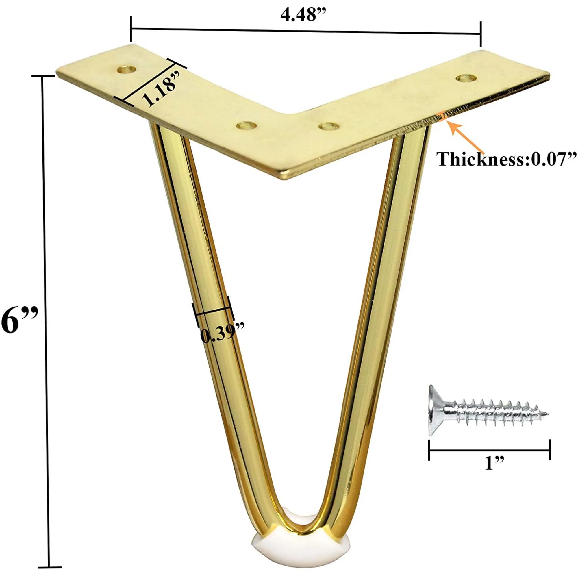 

Gold Metal Furniture Legs 6 Inch, Heavy Duty Lron Hairpin For Nightstand, TV Stand, Dresser, Home DIY Project, Set of 4