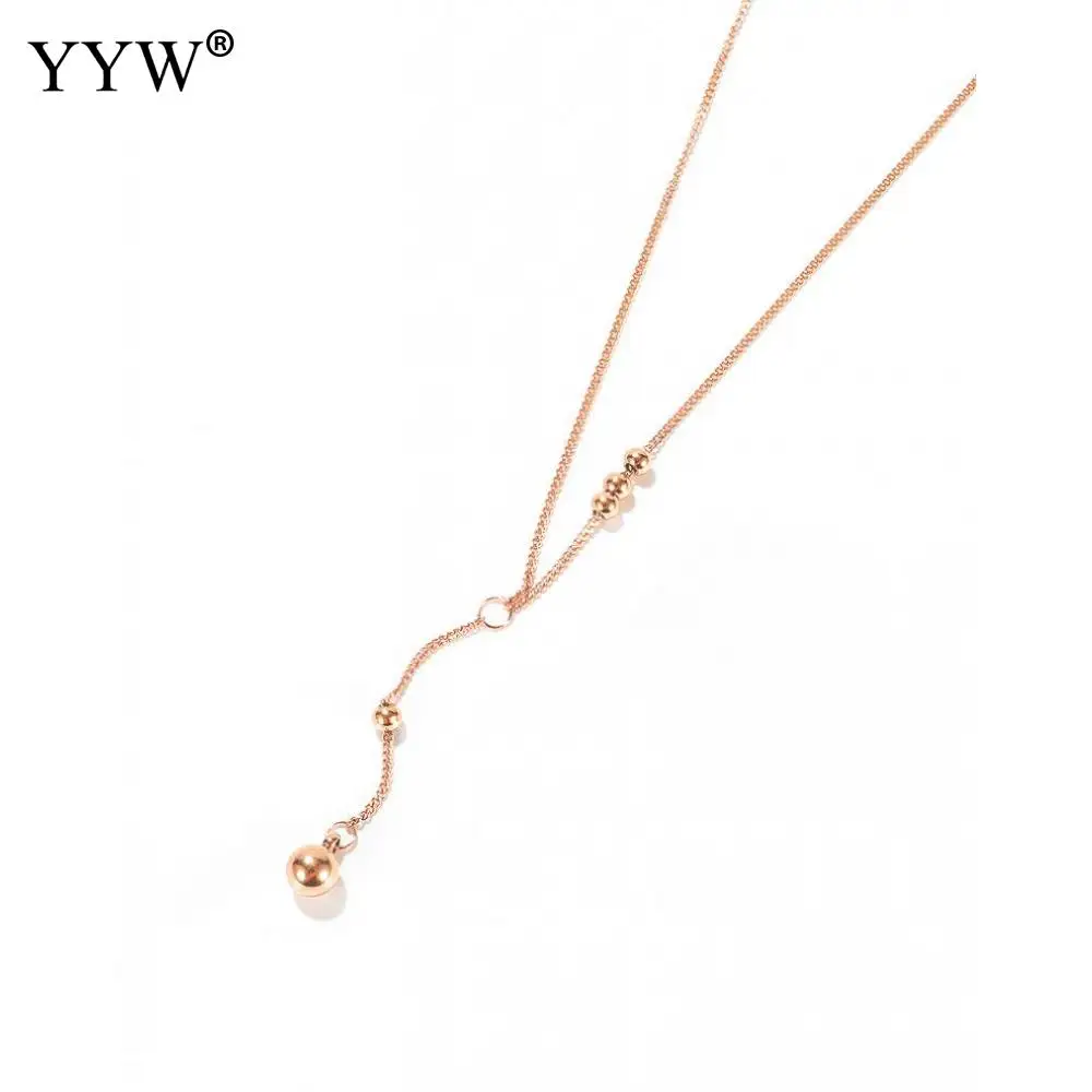 

Round Bead Titanium Steel Necklace Small Temperament Beads Clavicle Chain Pendant Fashion Vintage Bead Necklace Length 41+6.5cm