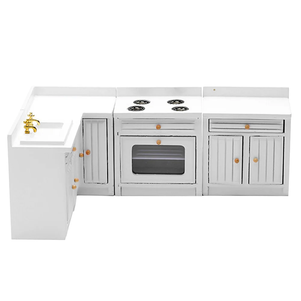 

1:12 Accessories DIY Cute Reusable Toys Dollhouse Furniture Set Wood Miniature Gift Modern Model Decorative Kitchen Cabinet