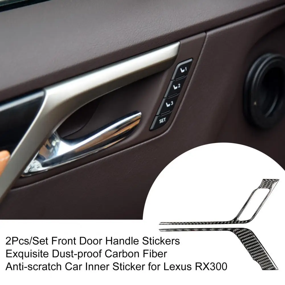 

2Pcs/Set Front Door Handle Stickers Exquisite Dust-proof Carbon Fiber Anti-scratch Car Inner Sticker for Lexus RX300